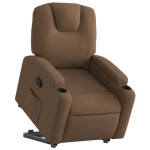vidaXL Fotoliu rabatabil cu ridicare pe verticală, maro, textil