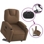 vidaXL Fotoliu rabatabil cu ridicare pe verticală, maro, textil