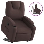 vidaXL Fotoliu rabatabil cu ridicare pe verticală, maro închis, textil