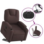 vidaXL Fotoliu rabatabil cu ridicare pe verticală, maro închis, textil