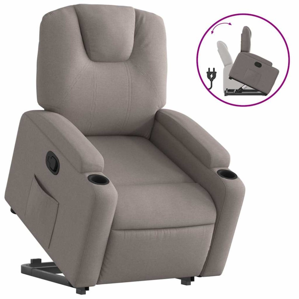 vidaXL Fotoliu rabatabil cu ridicare pe verticală, gri taupe, textil