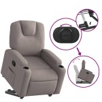 vidaXL Fotoliu rabatabil cu ridicare pe verticală, gri taupe, textil vidaXL Fotoliu rabatabil cu ridicare pe verticală, gri taupe, textil