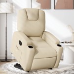 vidaXL Fotoliu rabatabil cu ridicare pe verticală, crem, textil