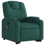 vidaXL Fotoliu rabatabil de masaj, cu ridicare, verde închis, textil
