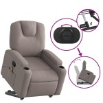 vidaXL Fotoliu rabatabil de masaj cu ridicare, gri taupe, textil