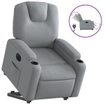 vidaXL Fotoliu electric rabatabil cu ridicare, gri deschis, textil