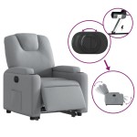vidaXL Fotoliu electric rabatabil cu ridicare, gri deschis, textil