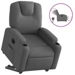 vidaXL Fotoliu electric rabatabil cu ridicare, gri închis, textil
