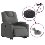 vidaXL Fotoliu electric rabatabil cu ridicare, gri închis, textil