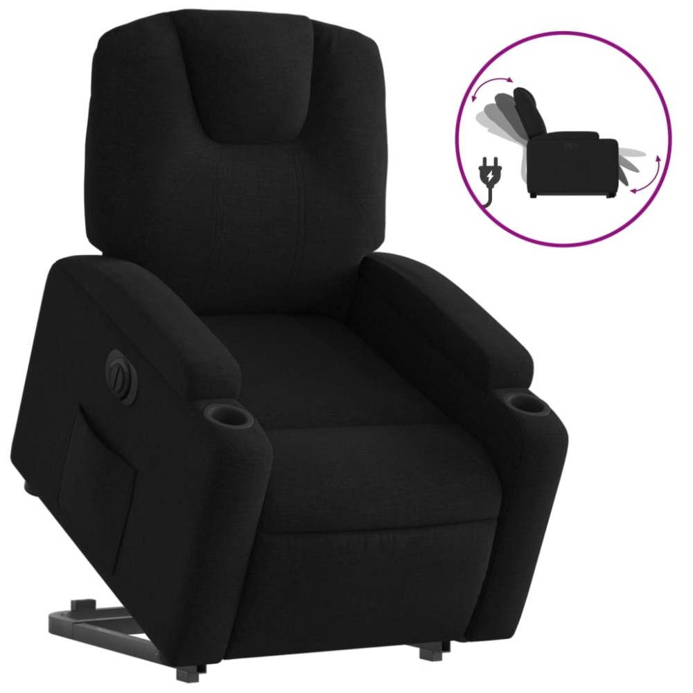 vidaXL Fotoliu electric rabatabil cu ridicare, negru, textil