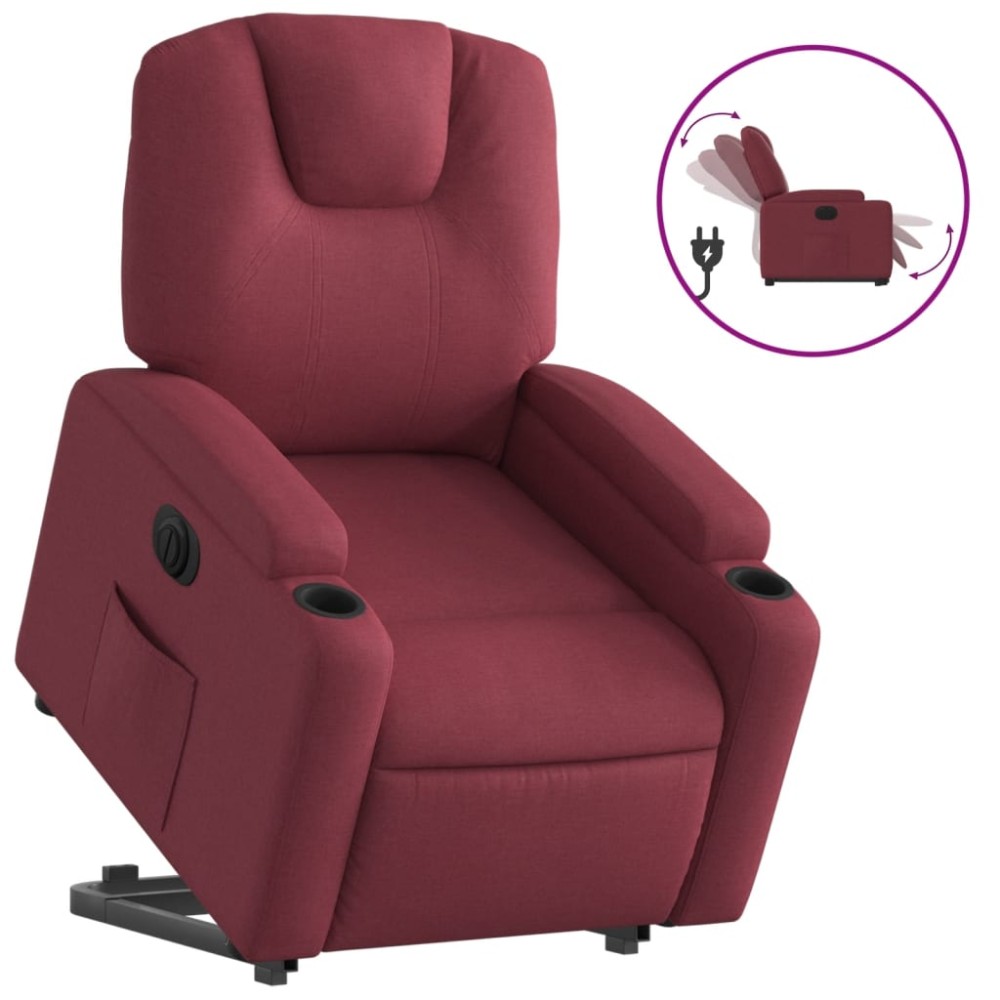vidaXL Fotoliu electric rabatabil cu ridicare, roșu vin, textil