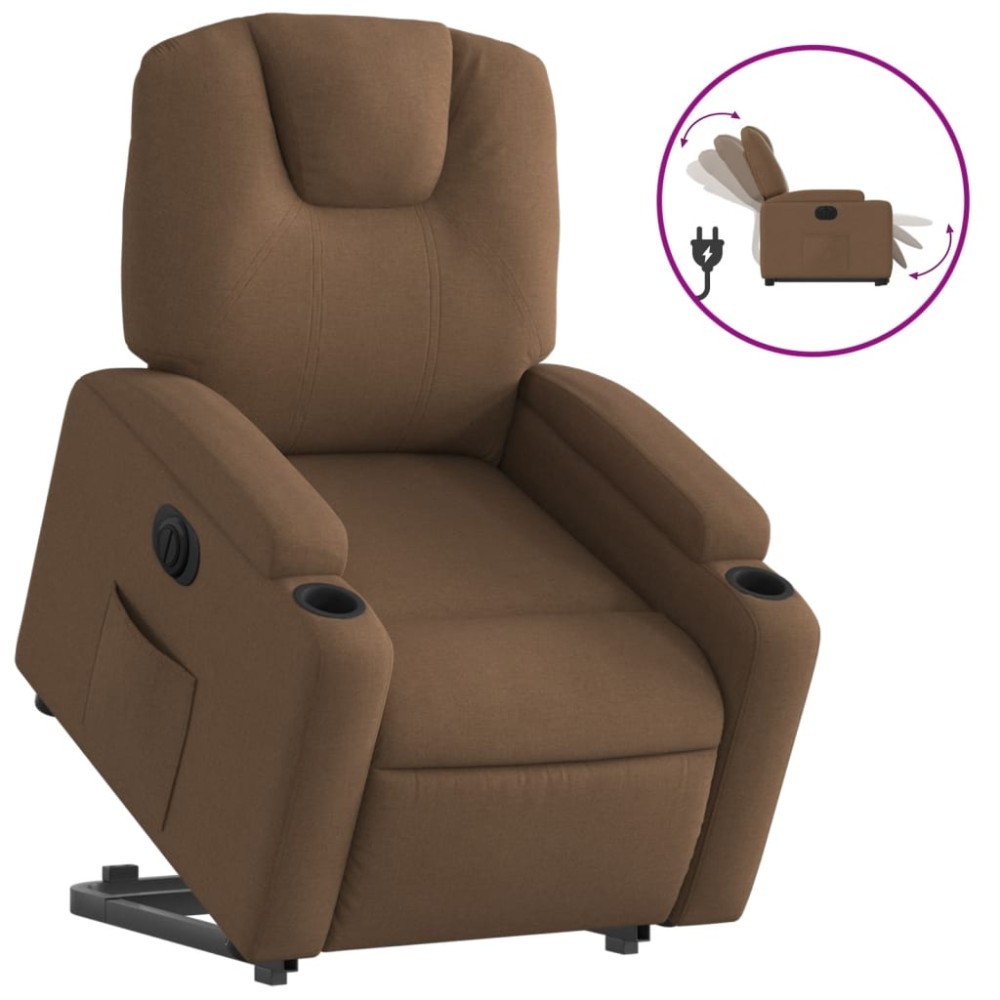 vidaXL Fotoliu electric rabatabil cu ridicare, maro, textil