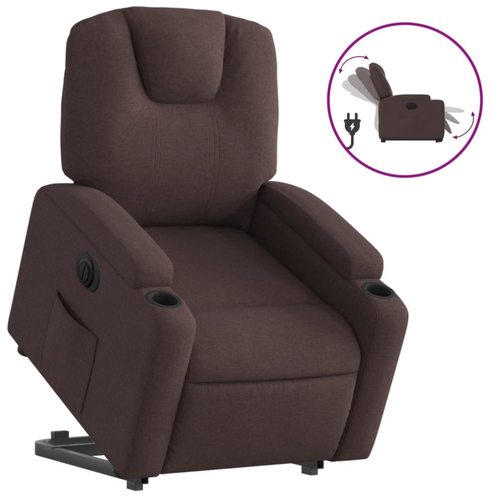vidaXL Fotoliu electric rabatabil cu ridicare, maro închis, textil