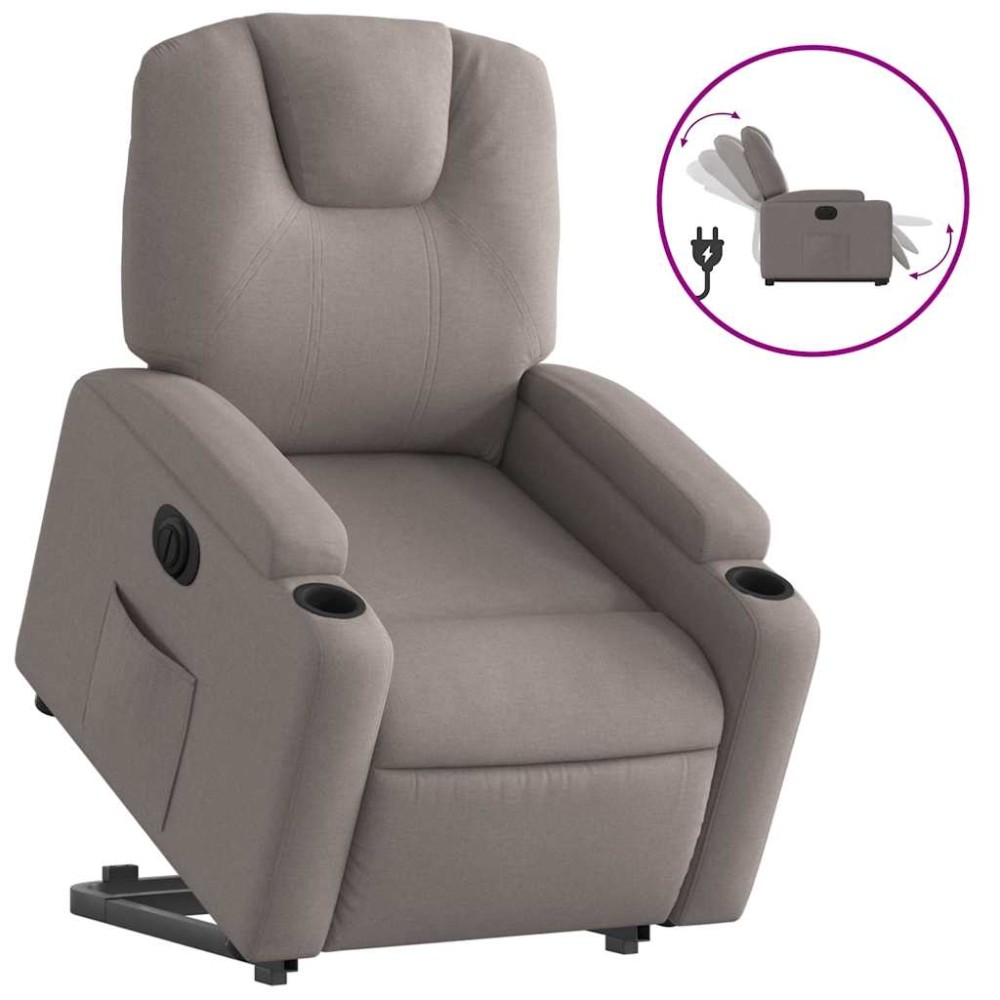 vidaXL Fotoliu electric rabatabil cu ridicare, gri taupe, textil