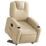 vidaXL Fotoliu electric rabatabil cu ridicare, crem, textil