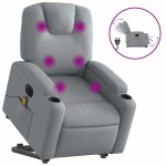 vidaXL Fotoliu electric masaj rabatabil cu ridicare, gri închis textil