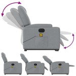 vidaXL Fotoliu electric masaj rabatabil cu ridicare, gri închis textil