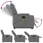 vidaXL Fotoliu electric masaj rabatabil cu ridicare, gri închis textil