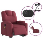 vidaXL Fotoliu de masaj electric rabatabil cu ridicare roșu vin textil