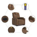 vidaXL Fotoliu electric de masaj rabatabil cu ridicare, maro, textil
