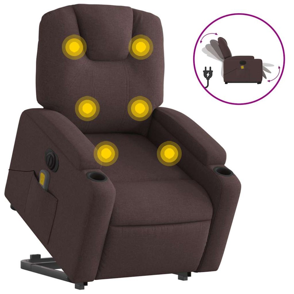 vidaXL Fotoliu electric masaj rabatabil cu ridicare maro închis textil