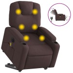 vidaXL Fotoliu electric masaj rabatabil cu ridicare maro închis textil vidaXL Fotoliu electric masaj rabatabil cu ridicare maro închis textil