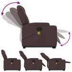 vidaXL Fotoliu electric masaj rabatabil cu ridicare maro închis textil vidaXL Fotoliu electric masaj rabatabil cu ridicare maro închis textil