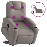 vidaXL Fotoliu electric masaj rabatabil cu ridicare, gri taupe, textil