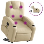 vidaXL Fotoliu electric de masaj rabatabil cu ridicare, crem, textil vidaXL Fotoliu electric de masaj rabatabil cu ridicare, crem, textil