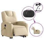 vidaXL Fotoliu electric de masaj rabatabil cu ridicare, crem, textil vidaXL Fotoliu electric de masaj rabatabil cu ridicare, crem, textil
