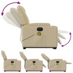 vidaXL Fotoliu electric de masaj rabatabil cu ridicare, crem, textil vidaXL Fotoliu electric de masaj rabatabil cu ridicare, crem, textil