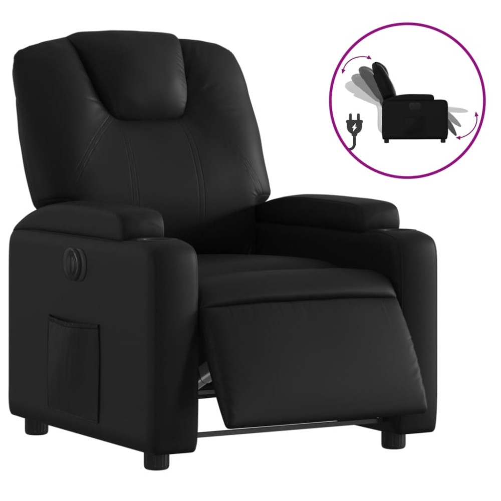 vidaXL Fotoliu rabatabil electric, negru, piele ecologică