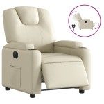 vidaXL Fotoliu rabatabil electric, crem, piele ecologică
