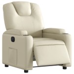 vidaXL Fotoliu rabatabil electric, crem, piele ecologică