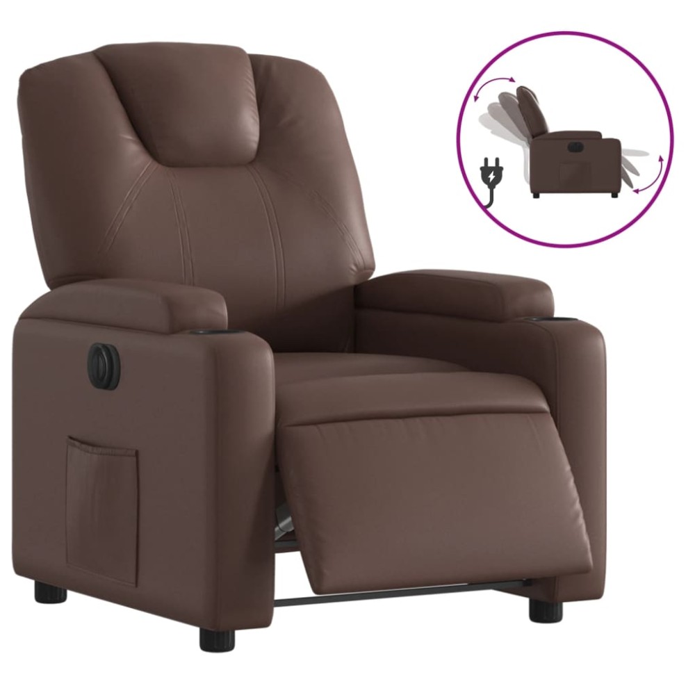 vidaXL Fotoliu rabatabil electric, maro, piele ecologică