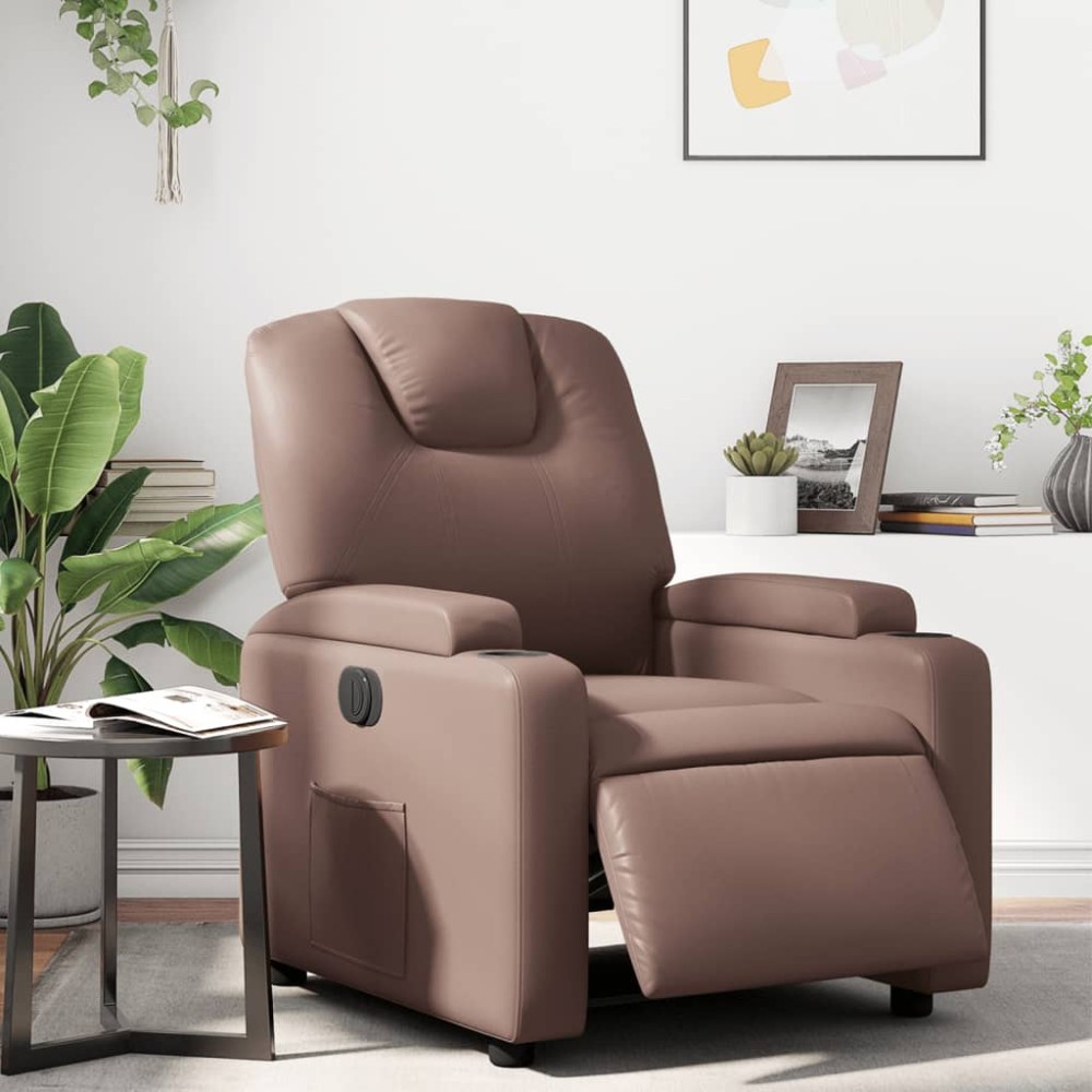 vidaXL Fotoliu rabatabil electric, maro, piele ecologică