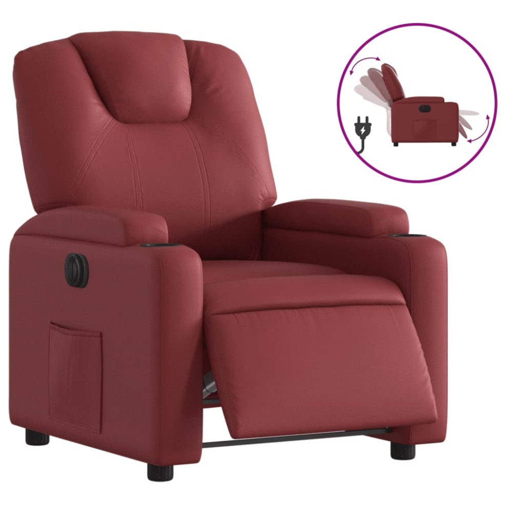 vidaXL Fotoliu rabatabil electric, roșu vin, piele ecologică