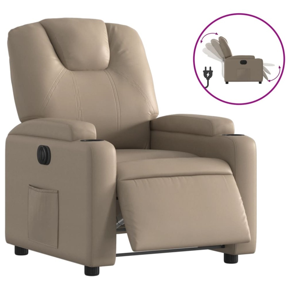 vidaXL Fotoliu rabatabil electric, cappuccino, piele ecologică