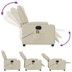 vidaXL Fotoliu electric de masaj rabatabil, crem, piele ecologică