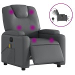 vidaXL Fotoliu de masaj electric rabatabil, gri, piele ecologică vidaXL Fotoliu de masaj electric rabatabil, gri, piele ecologică