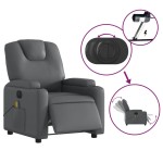 vidaXL Fotoliu de masaj electric rabatabil, gri, piele ecologică vidaXL Fotoliu de masaj electric rabatabil, gri, piele ecologică
