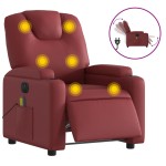 vidaXL Fotoliu de masaj electric rabatabil, roșu vin, piele ecologică