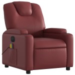 vidaXL Fotoliu de masaj electric rabatabil, roșu vin, piele ecologică