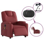 vidaXL Fotoliu de masaj electric rabatabil, roșu vin, piele ecologică