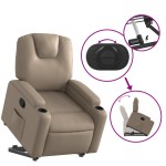 vidaXL Fotoliu rabatabil cu ridicare, cappuccino, piele ecologică