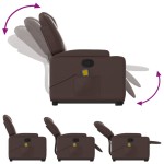 vidaXL Fotoliu de masaj rabatabil cu ridicare, maro, piele ecologică
