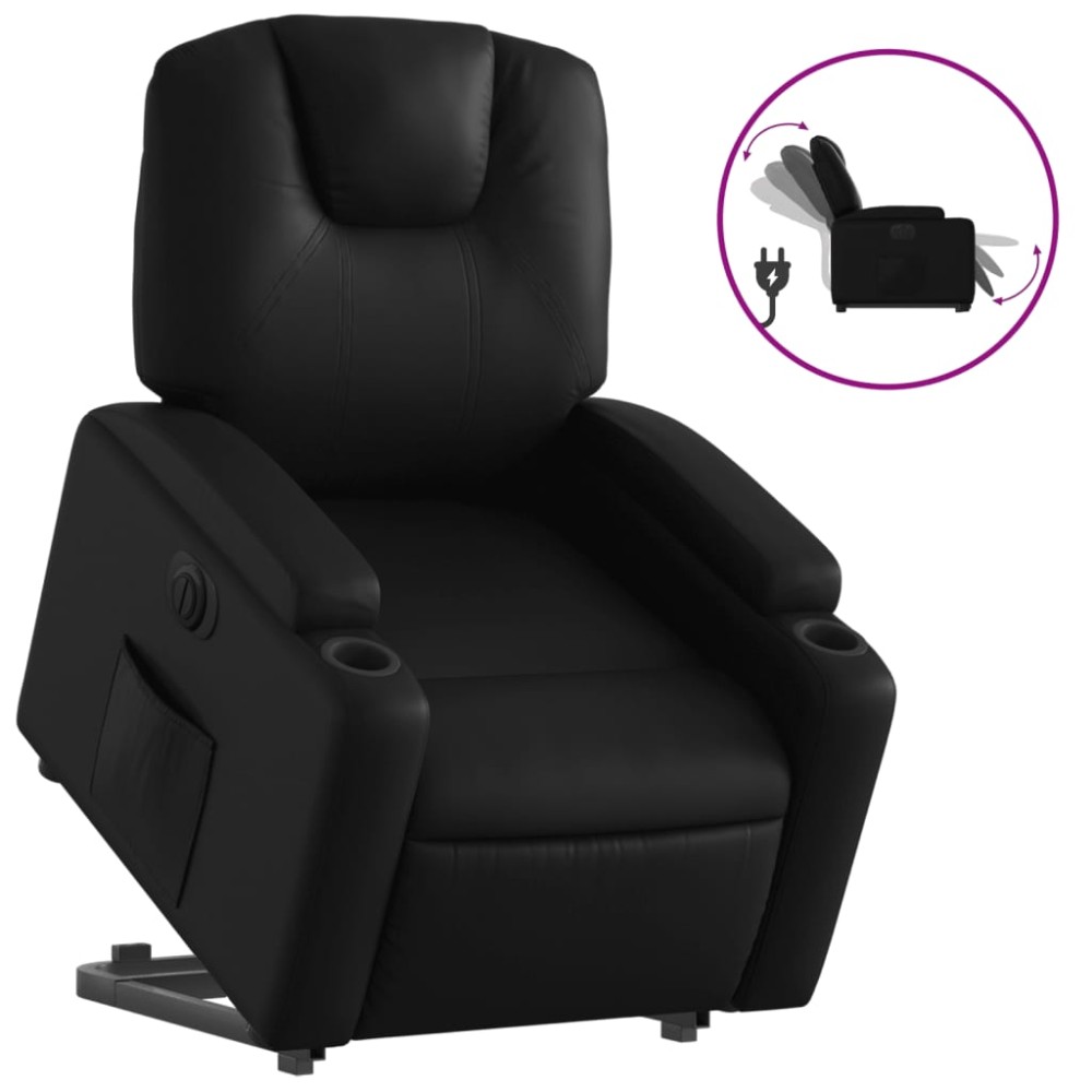 vidaXL Fotoliu rabatabil electric cu ridicare, negru, piele ecologică