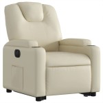 vidaXL Fotoliu rabatabil electric cu ridicare, crem, piele ecologică