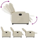 vidaXL Fotoliu rabatabil electric cu ridicare, crem, piele ecologică