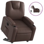 vidaXL Fotoliu rabatabil electric cu ridicare, maro, piele ecologică